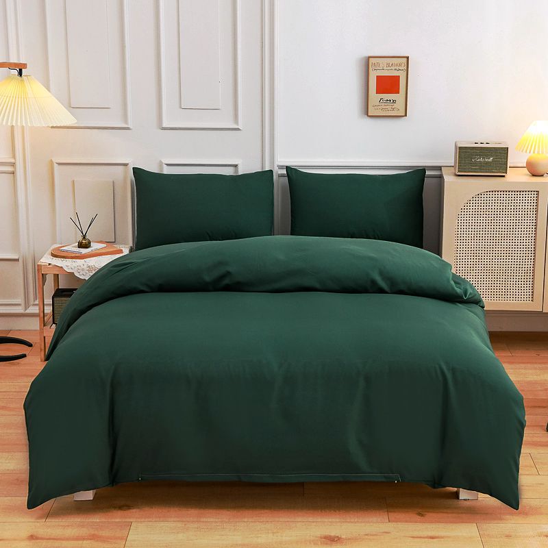 Dark Green Polycotton Plain Duvet Cover