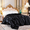 Plain Black Ice Silk Satin Duvet Cover