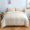 Ocher Embroidered Plaid Plain Duvet Cover