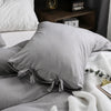 Plain Duvet Cover with Gray Bows