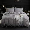 Plain Duvet Cover with Gray Bows