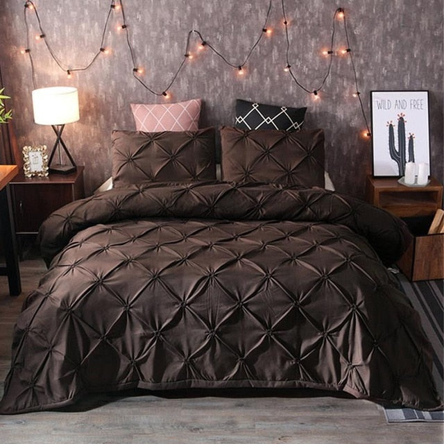 Box Pleated Duvet Cover Brown