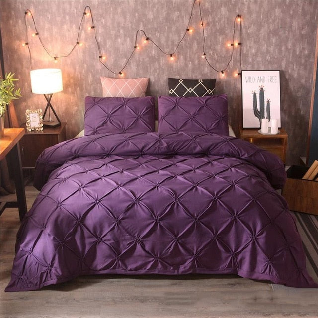 Purple Box Pleated Duvet Cover