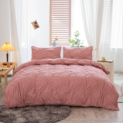 Plain Duvet Cover with Pinched Pleats Powder Pink