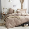 Plain Duvet Cover with Pompoms Light Brown