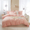 Plain Duvet Cover with Pink Pompoms