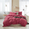 Plain Duvet Cover with Red Pompoms