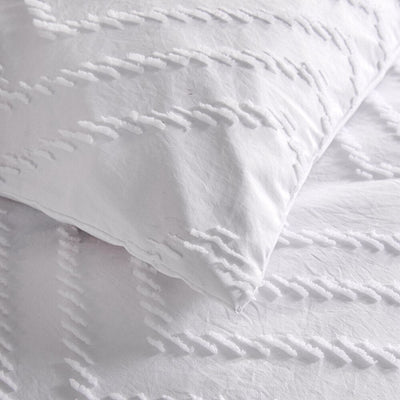 Plain Duvet Cover with White Embroidered Lines