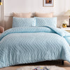 Plain Duvet Cover with Embroidered Lines Sky Blue