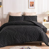 Plain Duvet Cover with Black Embroidered Lines