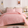 Plain Duvet Cover with Embroidered Lines Pink