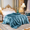 Plain Ice Silk Satin Duvet Cover Duck Egg Blue