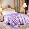 Light Purple Ice Silk Satin Plain Duvet Cover