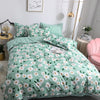 Green Duvet Cover White Flowers Pattern