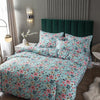 Green Duvet Cover Small Pink Flowers