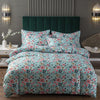 Green Duvet Cover Small Pink Flowers