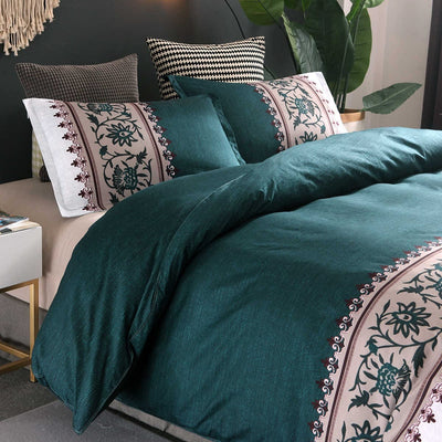 Green and White Duvet Cover