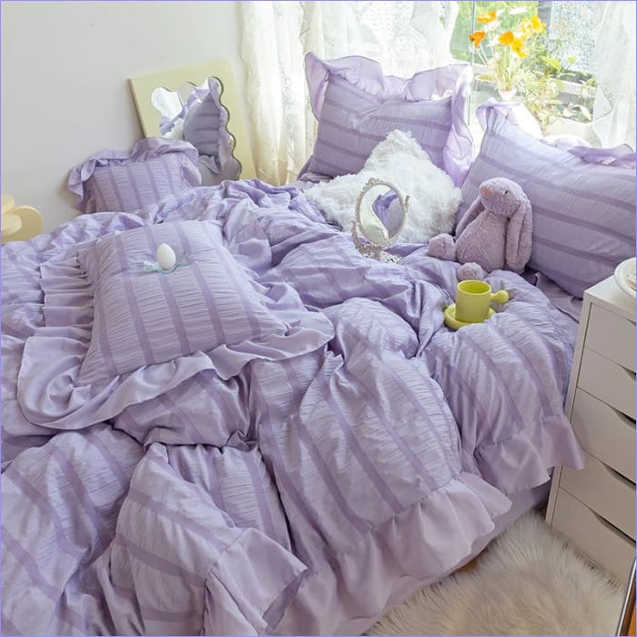 Purple Embroidered Duvet Cover