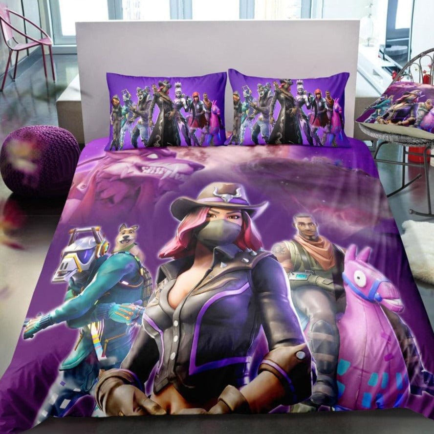 Purple Fortnite Llama Duvet Cover