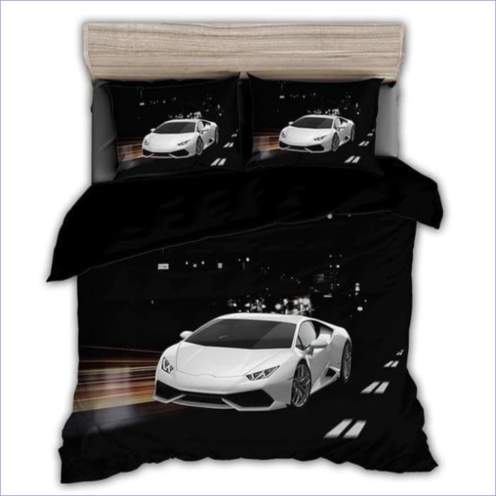 White Sports Car Duvet Cover