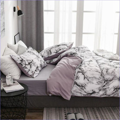 White Marble Effect Duvet Cover