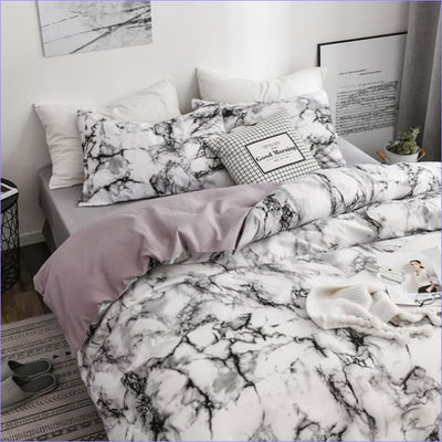 White Marble Effect Duvet Cover