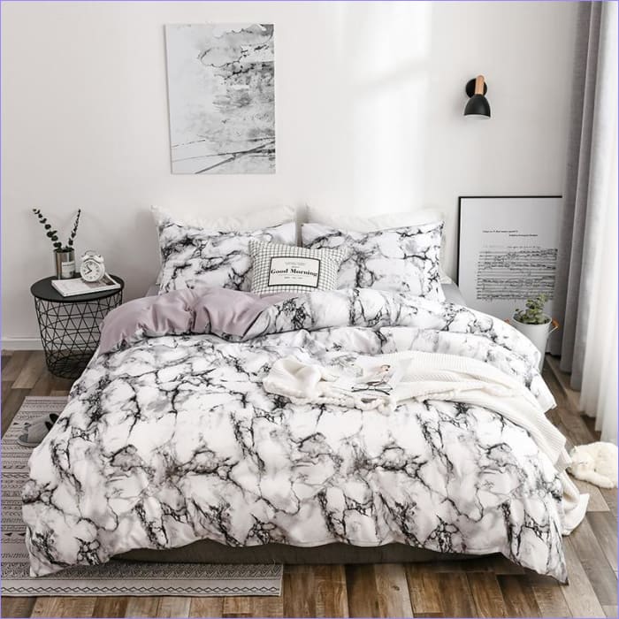 White Marble Effect Duvet Cover