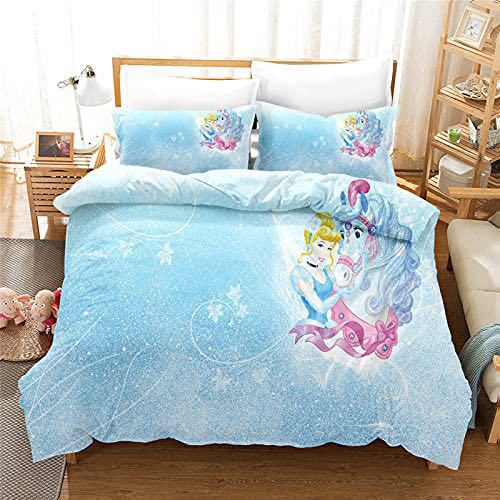 Cinderella And Her Horse Blue Duvet Cover