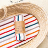 White Baby Blanket with Multicolored Stripes