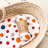 White Baby Blanket with Multicolored Dots