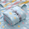 Blue Baby Blanket with Multicolored Clouds